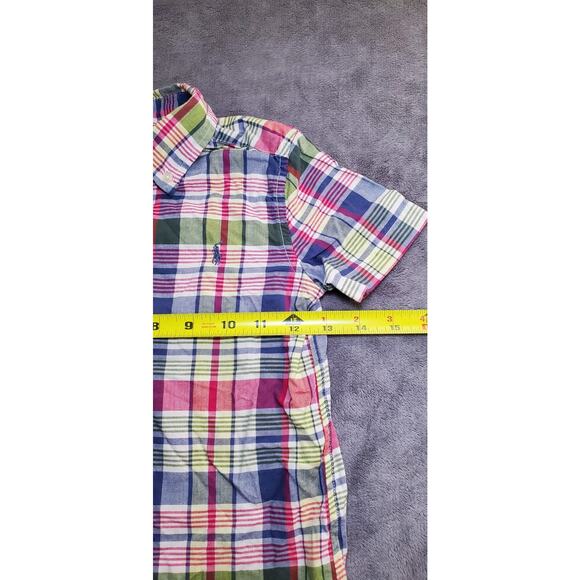 Ralph Lauren Boys Sz 4/4T Short Sleeve Blue Green Checkered Gingham Polo C24-54 - Picture 6 of 7
